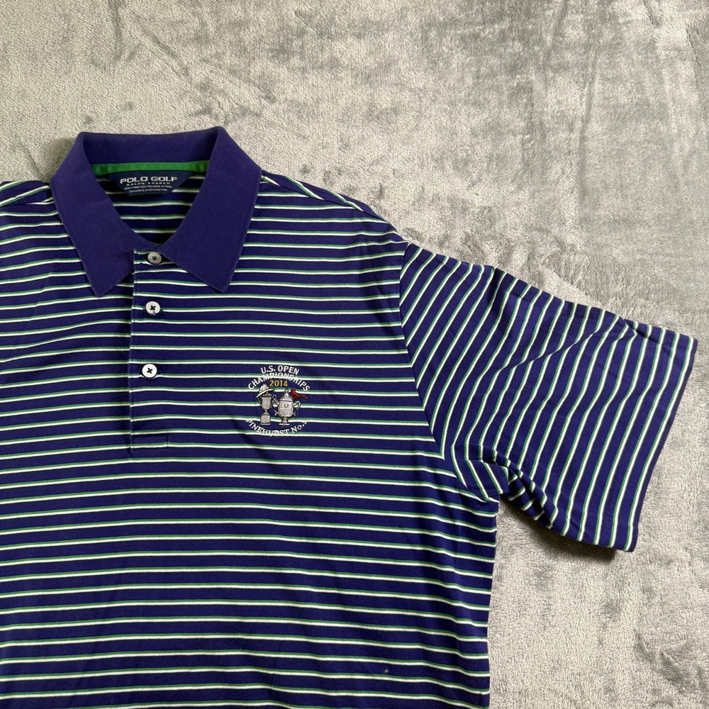 Polo Golf U.S. Open pinehurst 2014 Striped Golf Polo Shirt Performance Mens M‎